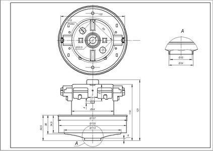 Двигатель для пылесоса Samsung DJ31-00097A 2000W D=135/84mm H=35/111mm (с выступом) 00000001523 фото