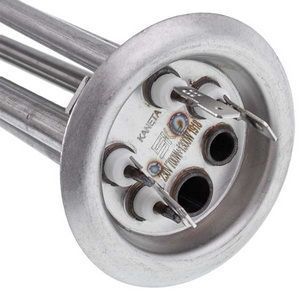 Тен для бойлера Kaneta 34013100000 2000W (нержавейка) L=310mm фланец 64mm, 2 трубки под датчик анод M4 00000044163 фото