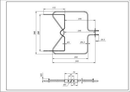 Тен нижний 1150W для духовки Whirlpool 481010375734 00000027264 фото