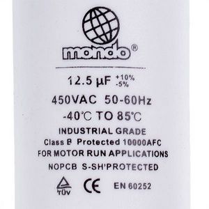 Mondo Пусковой конденсатор CBB60 для стиральной машины 12.5uF 450V 00000042668 фото
