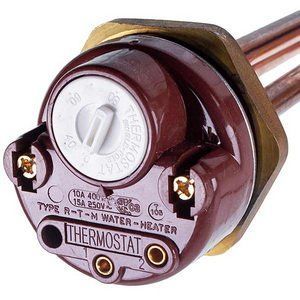 Тен для бойлера с термостатом 1500W (медный) L=265mm фланец 54mm 1 трубка под датчик 00000047109 фото